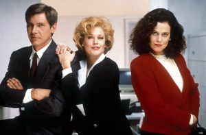 No Merchandising. Editorial Use Only. No Book Cover Usage.
Mandatory Credit: Photo by 20th Century Fox/Kobal/REX/Shutterstock (5883616p)
Harrison Ford, Melanie Griffith, Sigourney Weaver
Working Girl - 1988
Director: Mike Nichols
20th Century Fox
USA
Film Portrait
Comedy
Working Girl / Quand les femmes s'en mêlent