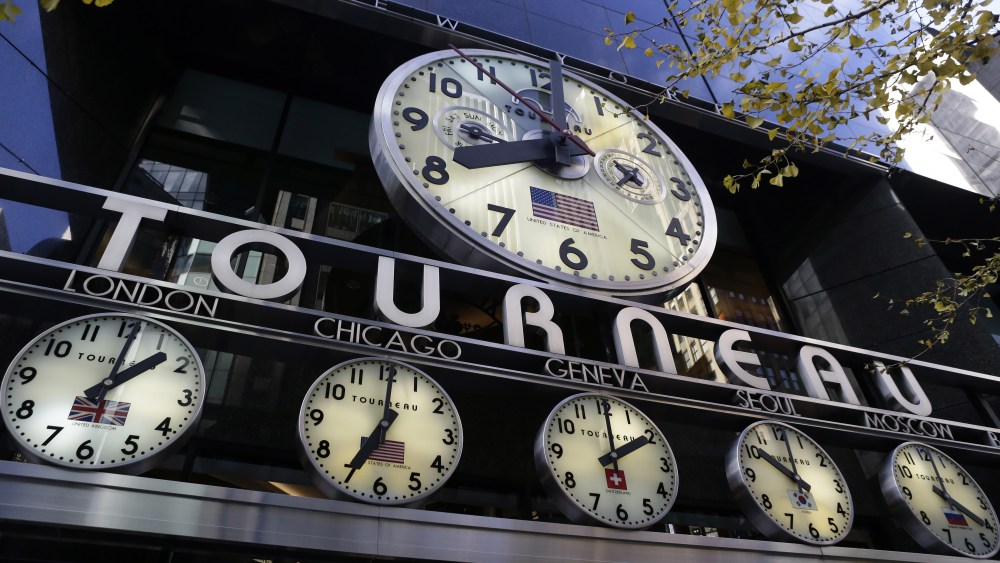 A General View of the Tourneau Clock Sign is Seen Outside the Flagship Store on Madison Avenue in New York Usa 19 November 2013 United States New YorkUsa Economy - Nov 2013