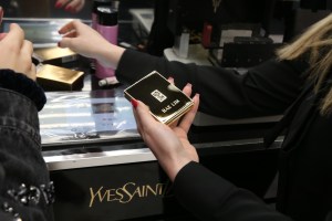 Engraving at the YSL pop-up shop.