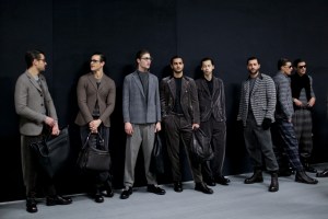 Backstage at Giorgio Armani Men's Fall 2018