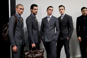 Backstage at Giorgio Armani Men's Fall 2018