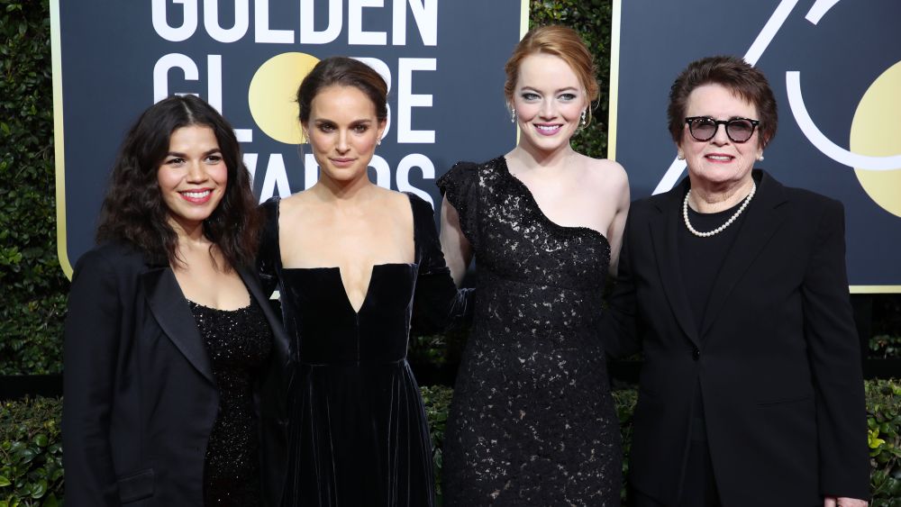 America Ferrera, Natalie Portman, Emma Stone and Billie Jean King, Golden Globes 2018