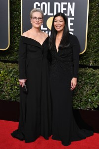 Meryl Streep and guest, Golden Globes 2018