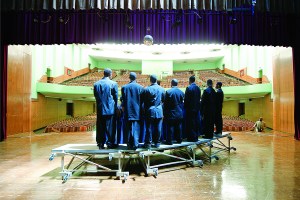 Singers at an auditorium at Samuel C. Mumford High School in Detroit Michigan.