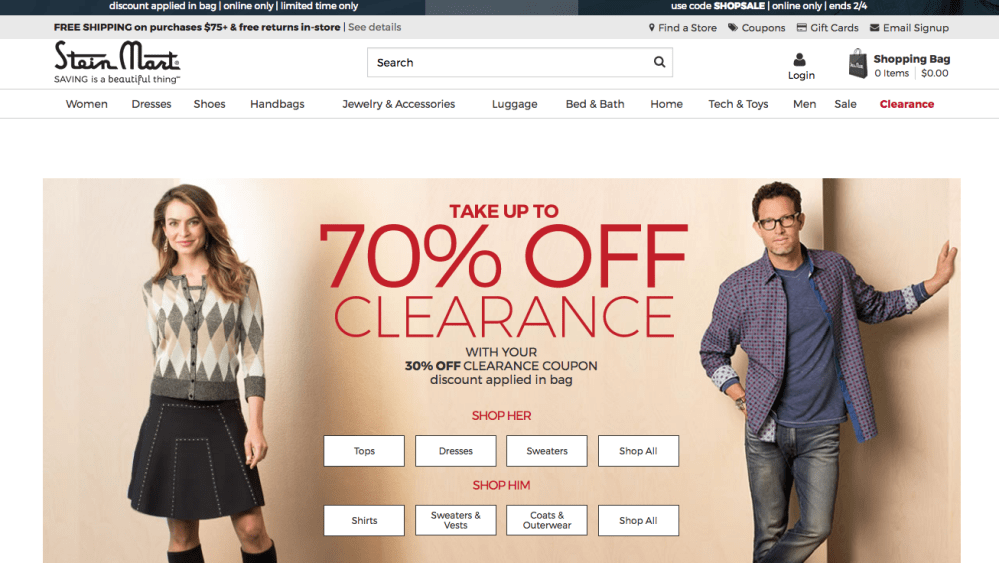 Stein Mart's Web site.