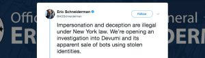 New York Attorney General Devumi twitter