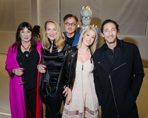 Anjelica Huston, Jerry Hall, Michael Chow, Vanessa Rano, Adrien BrodyMr Chow 50th Anniversary celebration, Inside, Los Angeles, USA - 16 Feb 2018