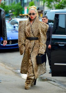 Lady Gaga struts her stuff in a cheetah print japanese kimono as she steps out to party in NYC. 27 May 2018 Pictured: Lady Gaga. Photo credit: Ghosts / MEGA TheMegaAgency.com +1 888 505 6342 (Mega Agency TagID: MEGA229029_003.jpg) [Photo via Mega Agency]