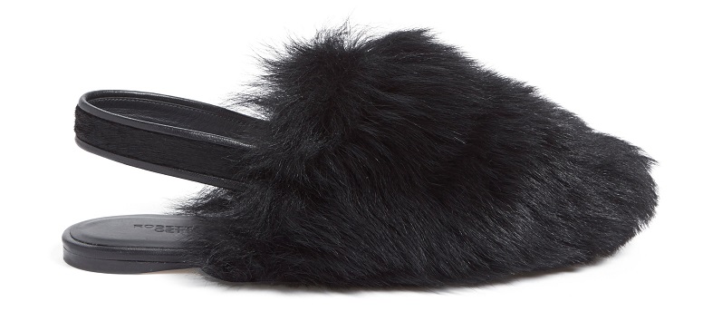 Rosetta Getty_Shearling Sling Back_Black_$595_Side