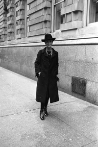 Outtake; Gloria Guinness wearing a new Givenchy Midi after a luncheon at Restaurant Z on December 12, 1969 in New YorkArticle title: "Eye"