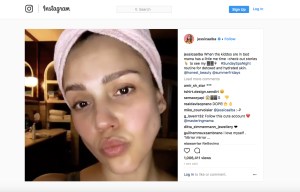 An Instagram post of Jessica Alba using Summer Fridays' Jet Lag Mask.