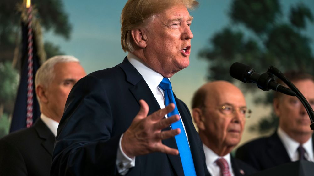 Donald J. TrumpTrump places tariffs on Chinese imports, Washington, USA - 22 Mar 2018US President Donald J. Trump speaks before signing a presidential memorandum targeting what the White House termed 'China?s economic aggression' in the Diplomatic Room of the White House in Washington, DC, USA, 22 March 2018. China is threatening retaliation for the tariffs on $50 billion US dollars (40 billion euros) of Chinese imports, sparking further fears of a trade war.