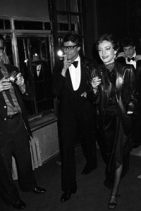 Loulou de la Falaise and Yves Saint Laurent at the debut of Le Palace, 1978.