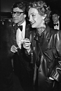 Loulou de la Falaise and Yves Saint Laurent at the debut of Le Palace, 1978.