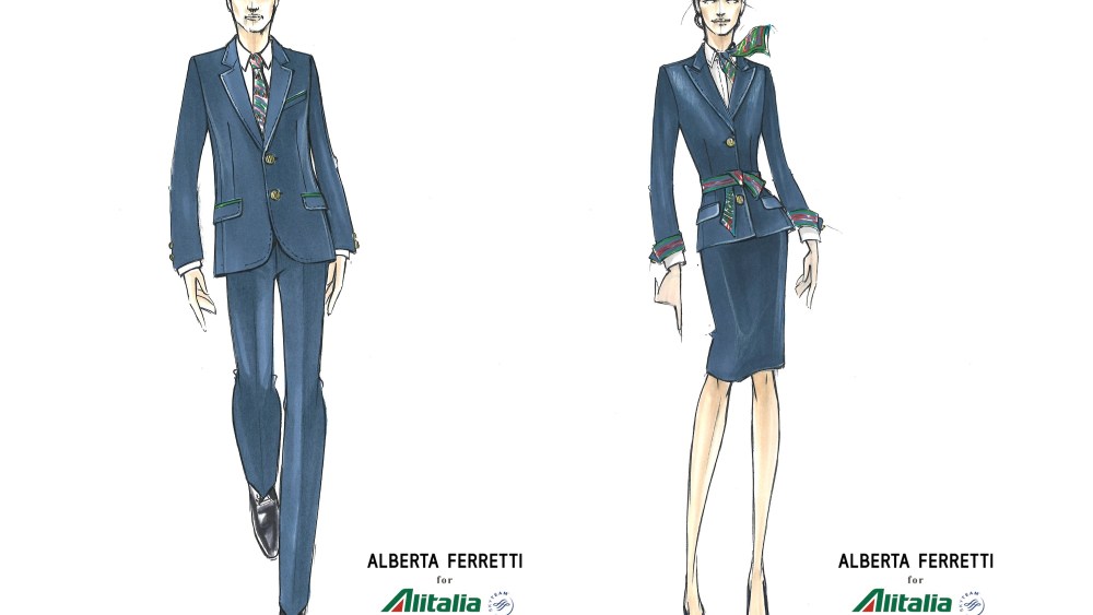 Alberta Ferretti's new staff uniforms for Alitalia.