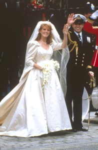 A Newly Married Prince Andrew Duke of York and Lady Sarah Ferguson Duchess of York Wave to Crowds As They Emerge From Westminster Abbey Following Their Marriage On 23 July 1986 1986Historical Collection 83