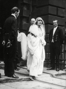 Lady Elizabeth Bowes-lyon (1900-2002) Later Queen Elizabeth and Then Queen Mother Pictured Leaving Her Parents House in Bruton Street On Her Wedding Day She Married Albert Duke of York Later King George Vi On 26th April 1923 Her Medieval Style Dress Was Designed by Madame Handley-seymour 1923Historical Collection 166