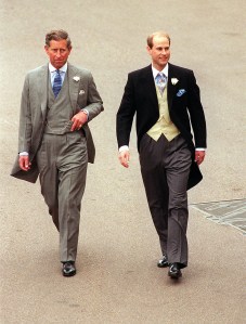 The Groom Prince Edward and his brother Prince Charles both wearing a morning suit, on the day of Prince Edward's wedding to Sophie Rhys-Jones