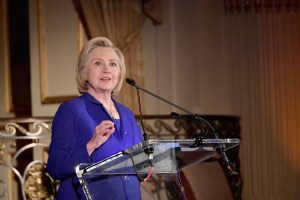 NEW YORK, NY - JUNE 18:  Former First Lady of the United States Hillary Clinton speaks onstage during the 8th Annual Elly Awards hosted by the Women's Forum of New York at The Plaza Hotel on June 18, 2018 in New York City.  (Photo by Mike Coppola/Getty Images for The Women's Forum of New York) *** Local Caption *** Hillary Clinton