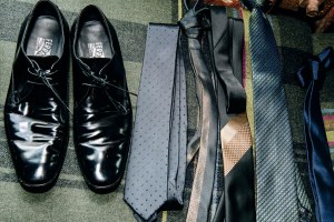 Josh Groban tries on suits for the 2018 Tony Awards.  Photographed by Nina Westervelt