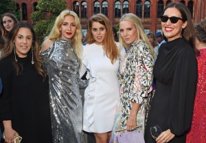 Mary Katrantzou, Sabine Getty, Princess Beatrice of York, Alice Naylor-Leyland and Emilia Wickstead attend the V&A Summer Party