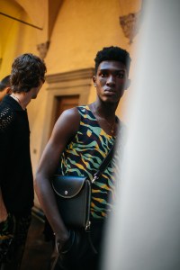 Backstage at Roberto Cavalli men's spring 2019