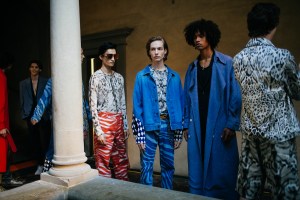 Backstage at Roberto Cavalli men's spring 2019