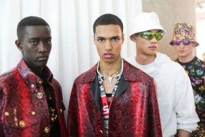 Backstage at Versace Men's Spring 2019