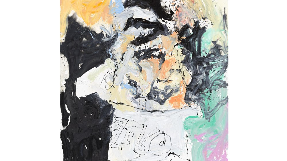 Georg BaselitzLehr nich ratte much wilm, 2013 Oil on canvas 118.5" H x 108.25" W