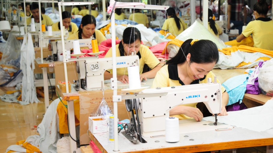 women sewing clothing in Vietnam factory