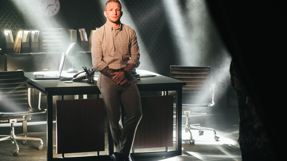 Behind the scenes at the New Van Heusen campaign shoot with  UFC fighter T.J. Dillashaw.