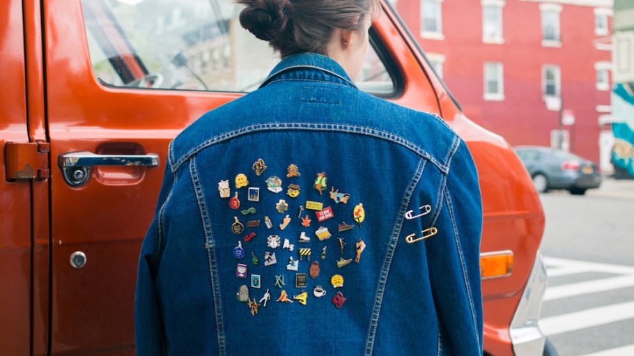 jean jacket with pins