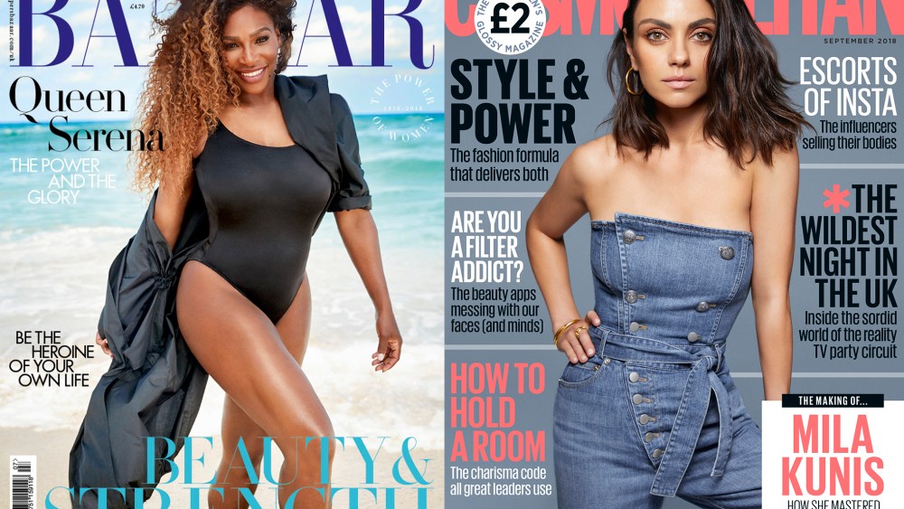 The covers of Harper's Bazaar U.K. and Cosmopolitan U.K.