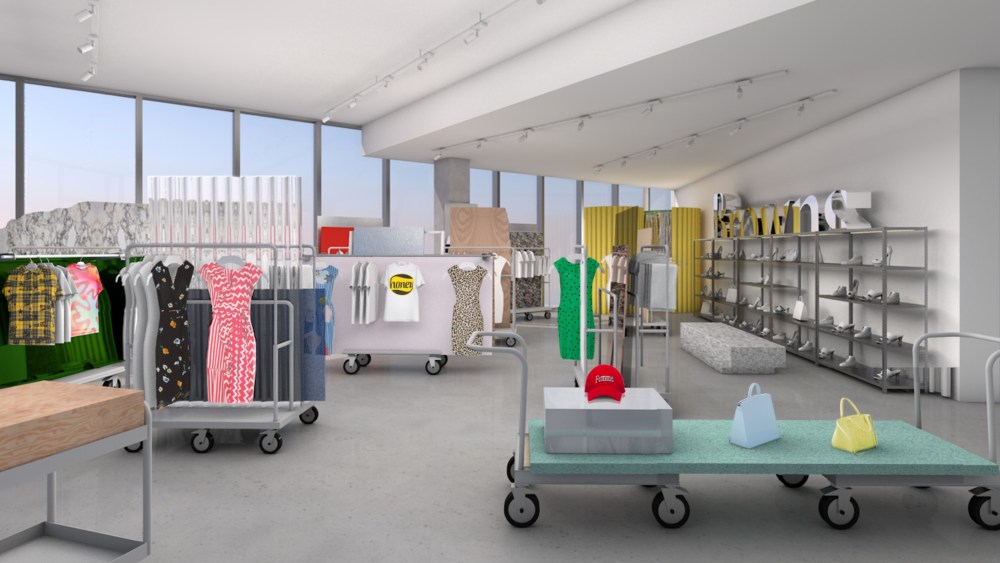 A rendering of the Browns' pop-up space