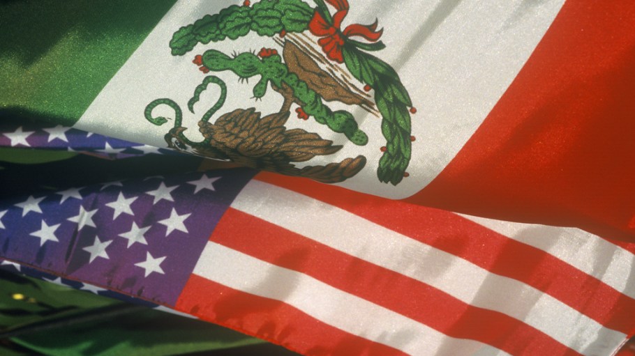 US and Mexico flags overlaying each other