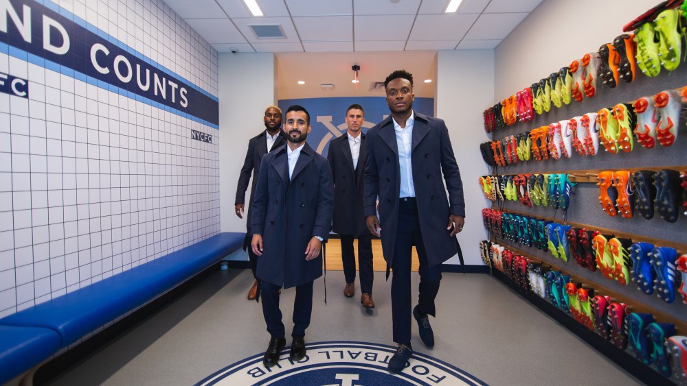 Sebastien Ibeagha, Maxi Moralez, Ben Sweat and Rodney Wallace of the NYCFC in custom Knot Standard.