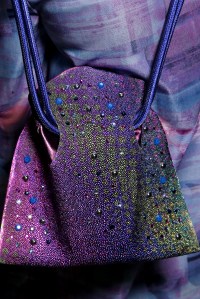 Model backstage, bag detail