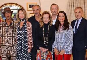 Pierpaolo Piccoli, Stefania Rocca, Carlo Capasa, Caroline Scheufele, Stefano Sassi, Enrica Sassi and Christoph Waltz attend a luncheon with Chopard to launch the Green Carpet Fashion Awards 2018