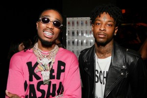 Quavo and 21 Savage in the front rowJeremy Scott show, Front Row, Spring Summer 2019, New York Fashion Week, USA - 06 Sep 2018
