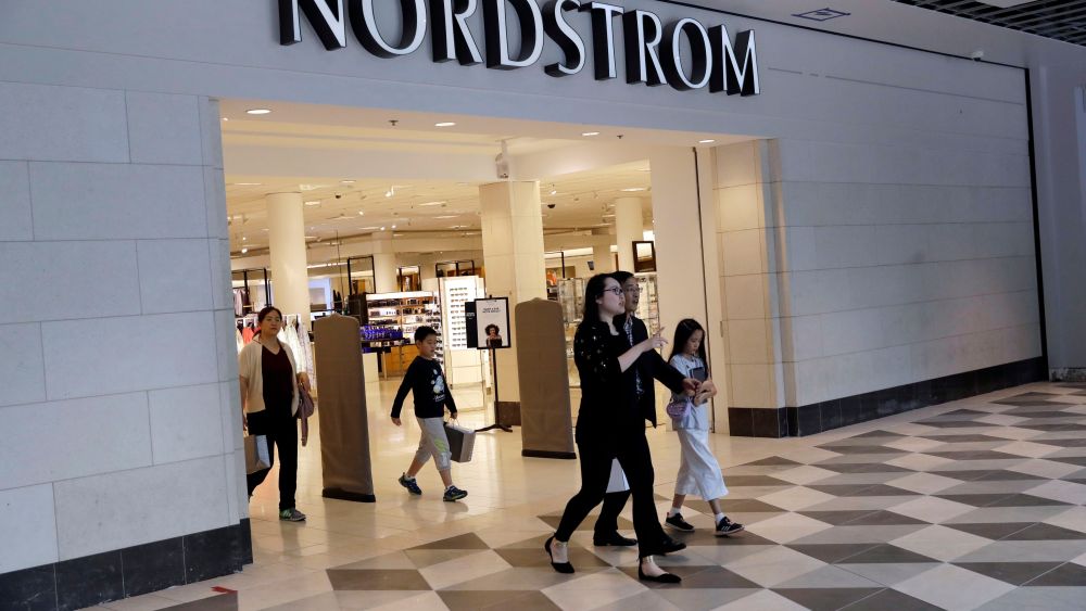 In this Aug. 23, 2017, photo, shoppers exit a Nordstrom store in San Jose, Calif. Department store operator Nordstrom said, it had rejected a takeover offer from members of the Nordstrom family, calling the price "inadequateNordstrom Buyout, San Jose, USA - 23 Aug 2017