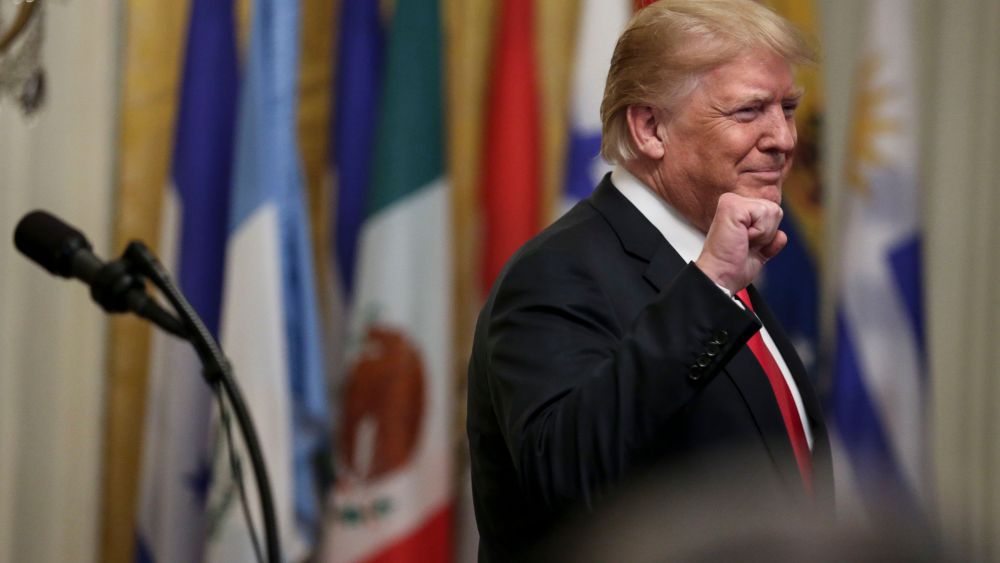 US President Donald J. Trump speaks during the Hispanic Heritage Month celebration in the East Room of the White House, in Washington, DC, USA, 17 September 2018.President Trump hosts the Hispanic Heritage Month Celebration, Washington, Usa - 17 Sep 2018