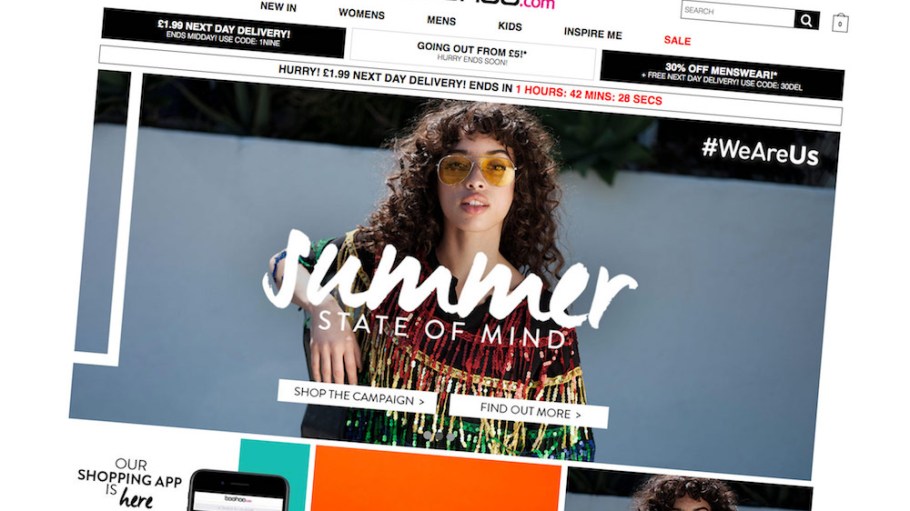 Screenshot of Boohoo.com website