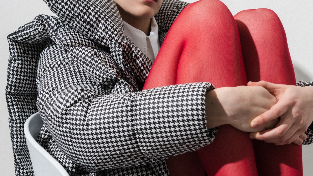 A houndstooth duvet coat from Bacon's fall 2018 collection.