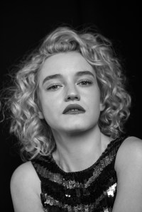 Julia Garner in Christian Cowan’s silk dress with sequins.