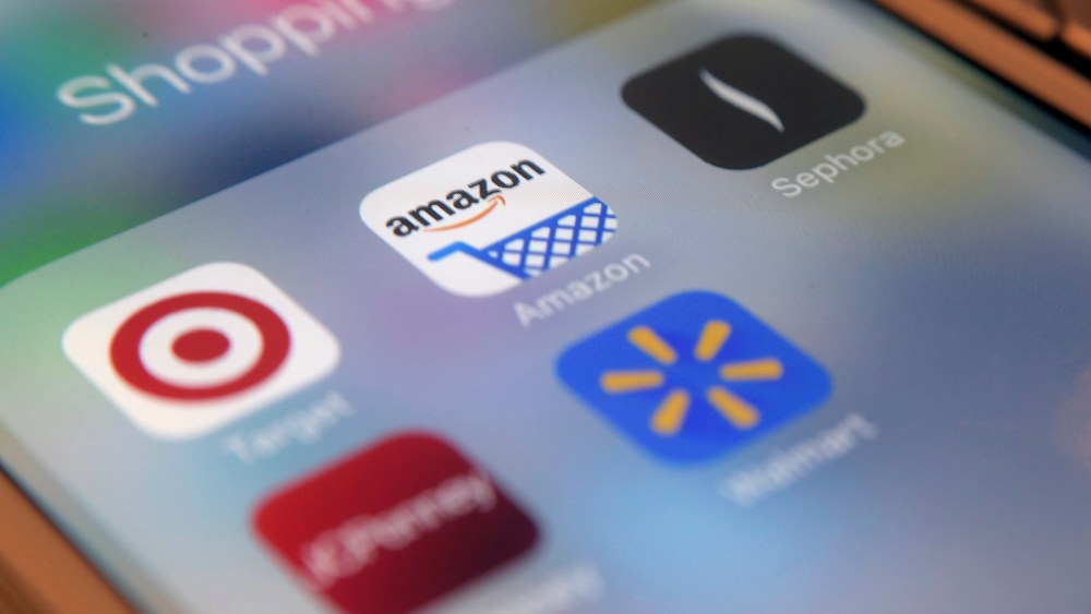 This, photo shows applications on an iPhone clockwise from top left, Target, Amazon, Sephora, JCPenny, Walmart, in New York. Retailers such as Target and Amazon are embracing mobile applications to help consumers save money and time with features like digital wallets and augmented realityNerdWallet Shopping Apps, New York, USA - 07 Feb 2018