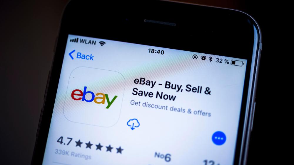 EBay app in the Apple App Store, app icon, display, iPhone, iOS, smartphone, display, screenshot, close-up, detail, full size, detailVARIOUS