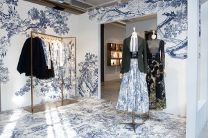 The Toile de Jouy filled Dior pop up shop.