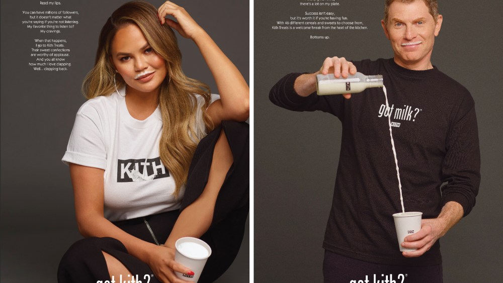 Chrissy Teigen and Bobby Flay in Kith Treats x Got Milk? campaign