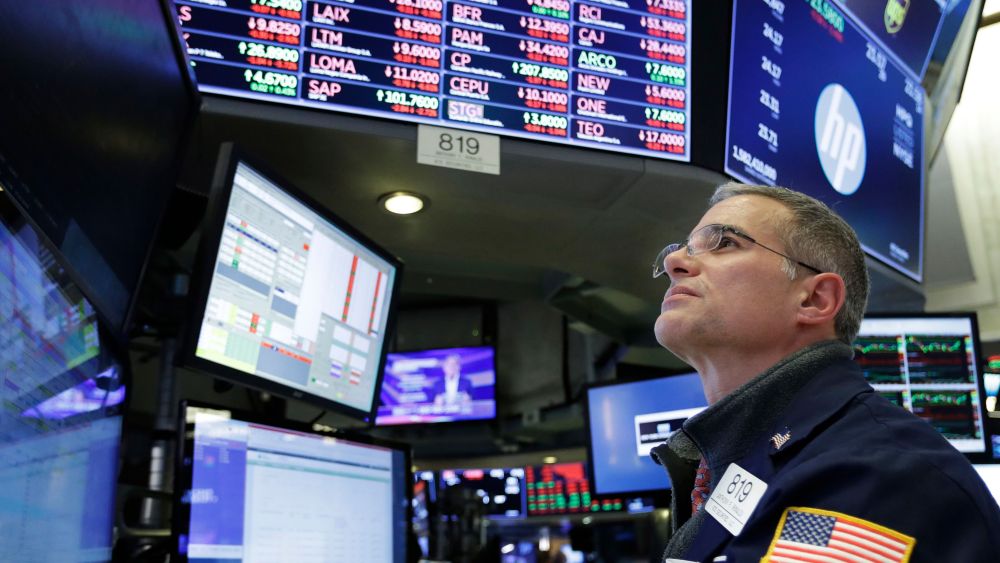 Trader Anthony Rinaldi follows stock activity, at the New York Stock Exchange. Big technology and internet companies came under heavy selling pressure again on Monday, leading to broad losses across the stock market. The Dow Jones Industrial Average briefly fell 500 pointsFinancial Markets Wall Street, New York, USA - 19 Nov 2018