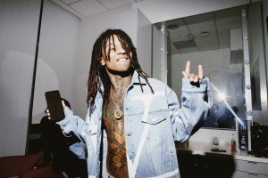 Swae Lee getting ready for the Valentino Men's event